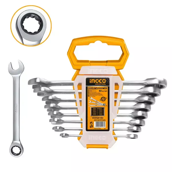 Cles a cliquet mixtes ingco 8pcs 8-19mm – Image 1
