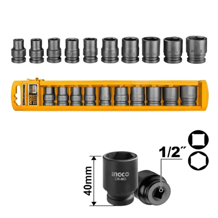 Douilles ingco 10 pcs 40mm 10-24mm – Image 1
